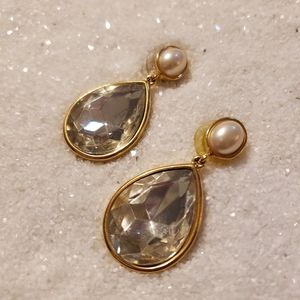 Trifari Marked Earrings Faux Pearl Goldtone Pretty